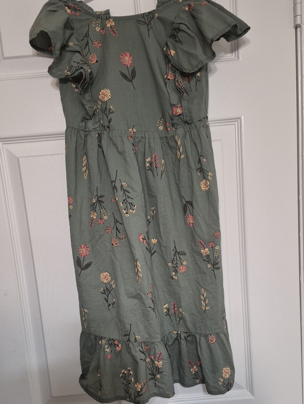 Carter's Sage Green Floral Ruffle Dress